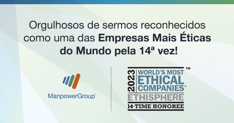 ManpowerGroup distinguido como uma das empresas mais éticas do mundo pela 14ª vez